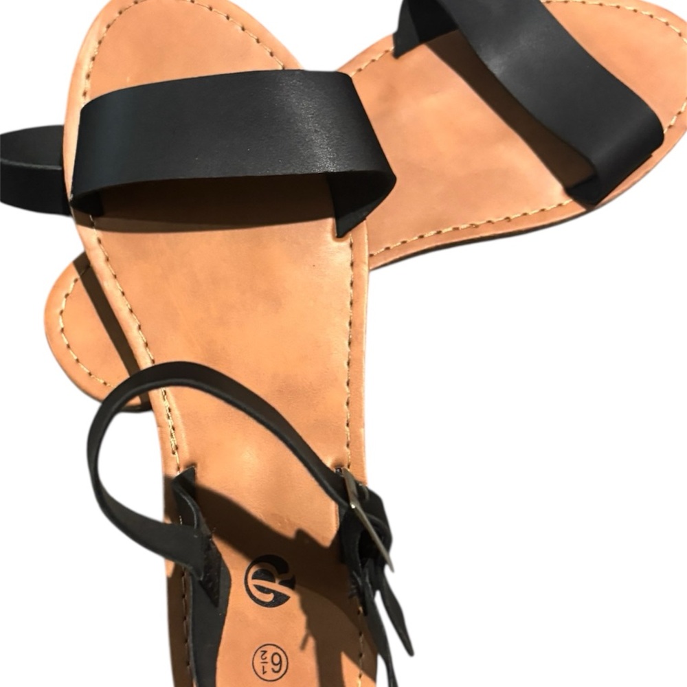 Black Leather Sandals - Picture 2 of 4